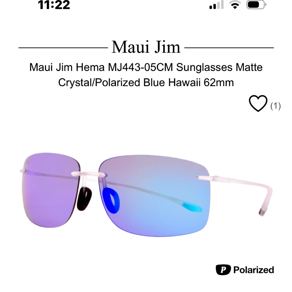 Maui Jim Hema Matte Crystal Blue Sunglasses